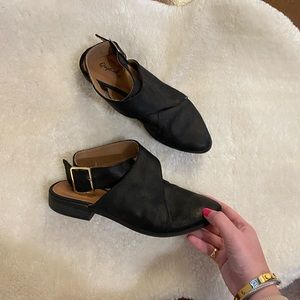 Qupid buckle-back mules